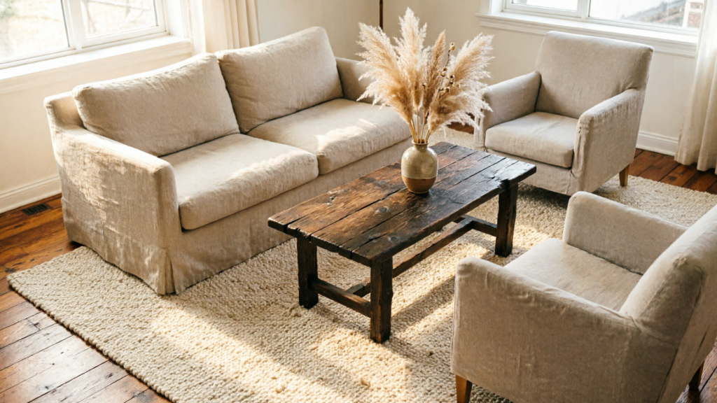 ne large rug anchoring the room