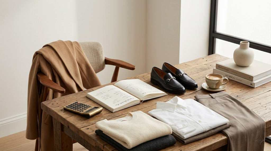 Quiet luxury capsule wardrobe budget strategy showing where to splurge and save.