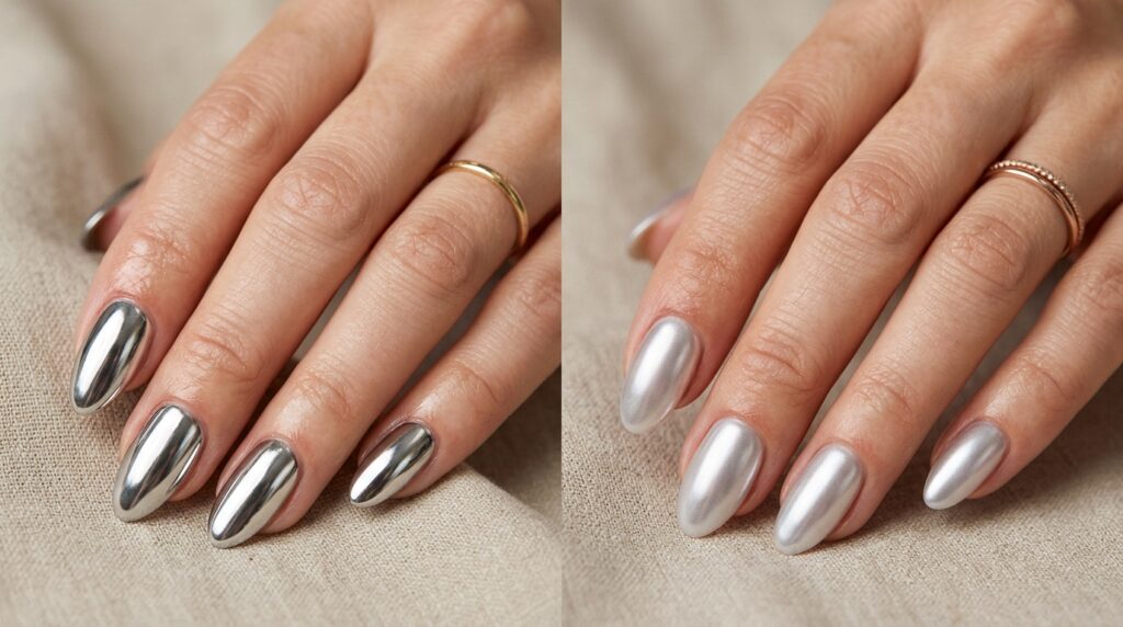 Quiet Luxury Soft Chrome Nails