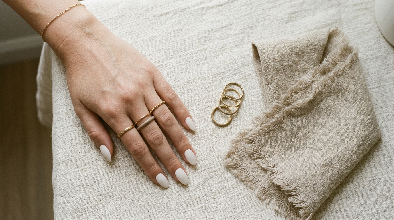 quiet luxury nails almond manicure taupe
